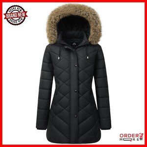 Long Winter Down Jacket Waterproof Windproof Fleece Lined Removable Hood